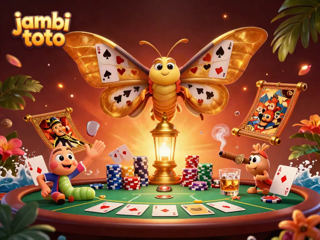 Experience thrilling gaming with jambi toto, where golden moths and shimmering poker chips come alive.