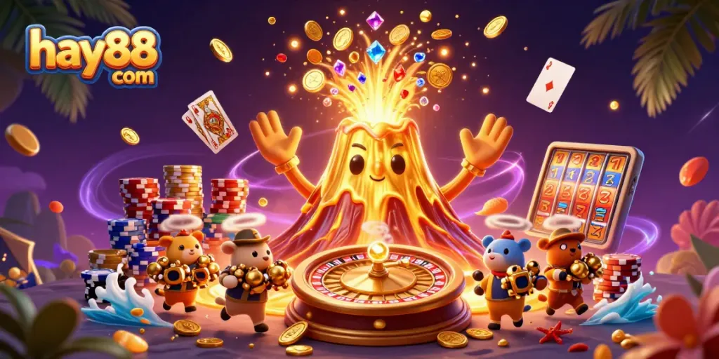 Experience the thrill of winnings at hay88 com with a dazzling eruption of gems and coins.