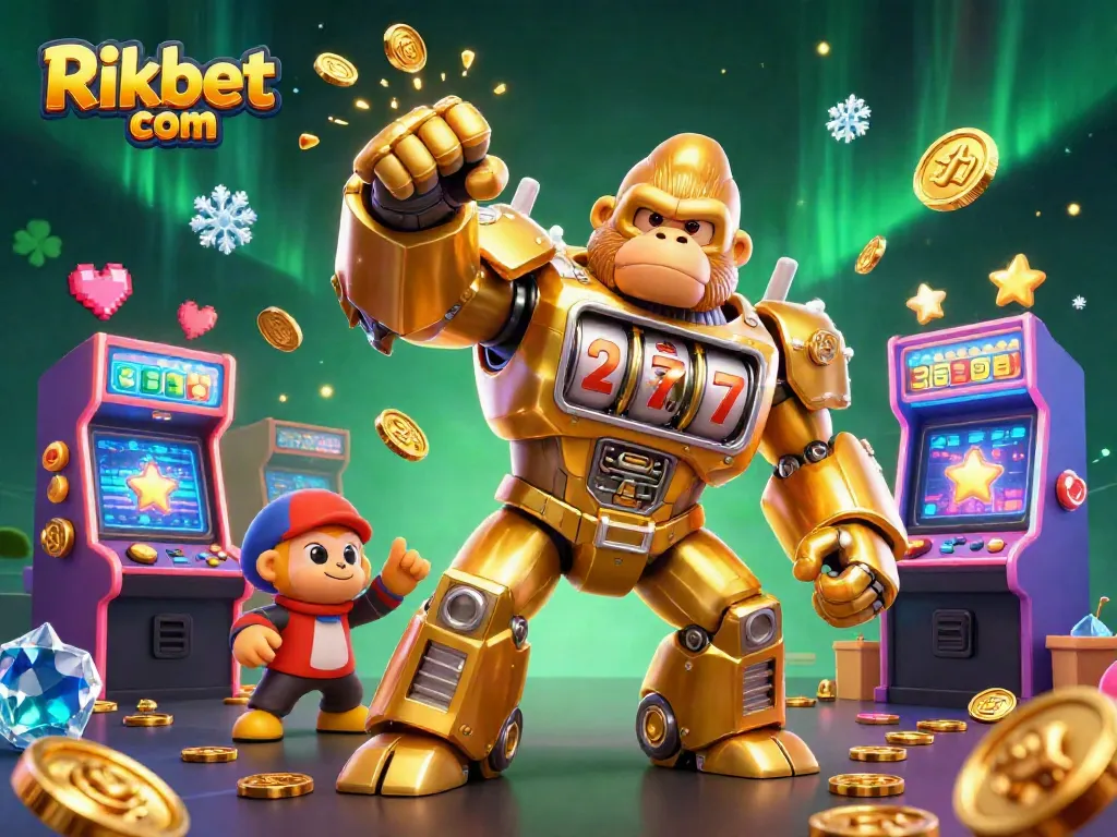 Engage with Rikbet com's vibrant gaming experience in a dynamic casino-themed illustration.
